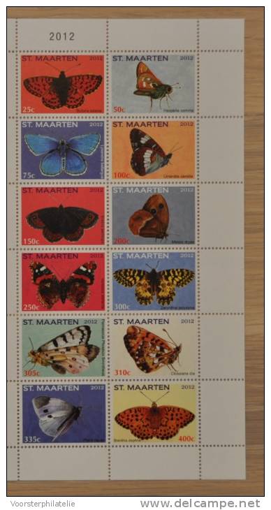 SINT MAARTEN ++ NEW NEW ++ 2012 COMPLETE SERIE  BUTTERFLIES PAPILLON SCHMETTERLING VLINDERS MNH NEUF ** - Curacao, Netherlands Antilles, Aruba