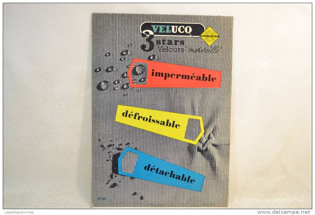 Plaque Publicitaire Années 1960 - 1970, VELUCO 3 Stars  . Vêtements Mode Textiles Design Pub Plv - Plaques En Carton