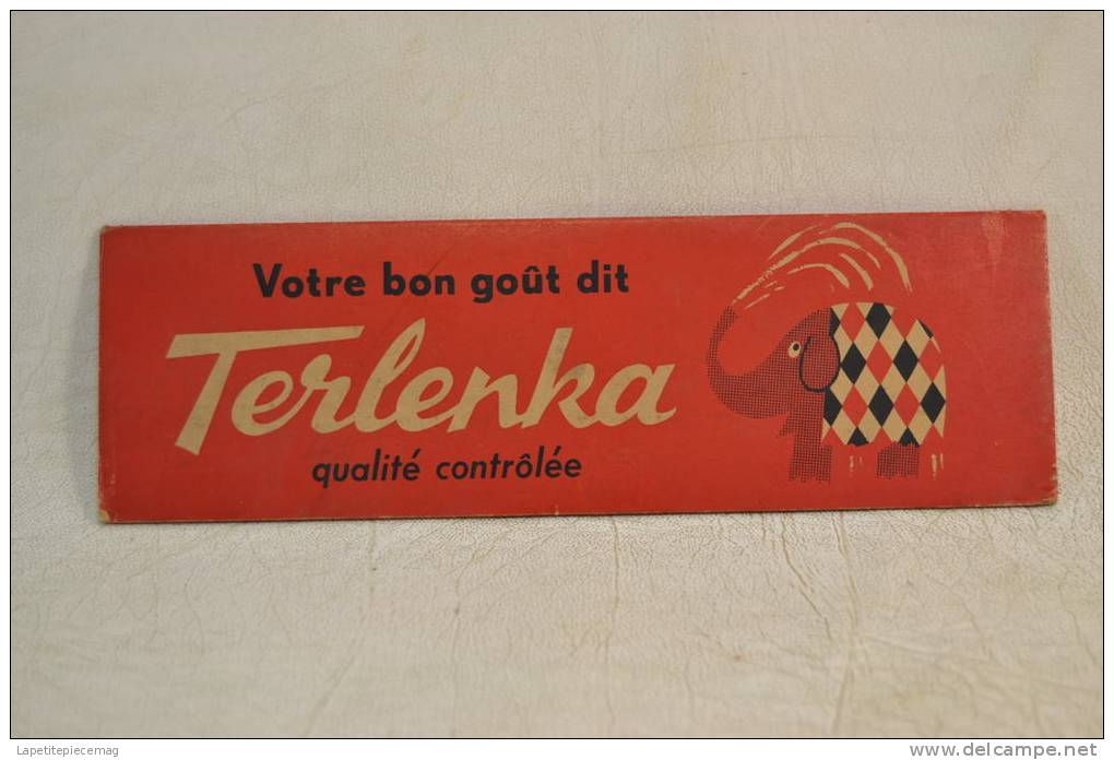 (AR5) Dessus De Présentoir Années 1960 - 1970, TERLENKA éléphant  . Vêtements Mode Textiles Design Pub Plv - Plaques En Carton