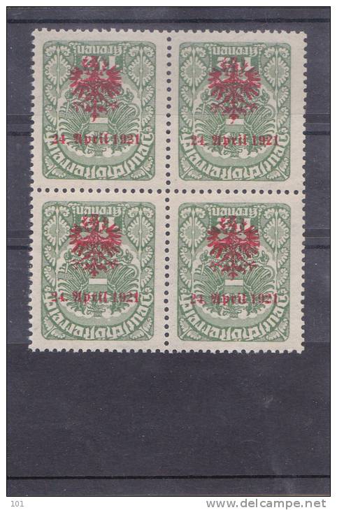 1920 LOKALAUSGABE ** 1,5 KRONEN AUFDRUCK KOPFSTEHEND TYPE II 4ER -BLOCK SELTEN ZU BE - Ongebruikt