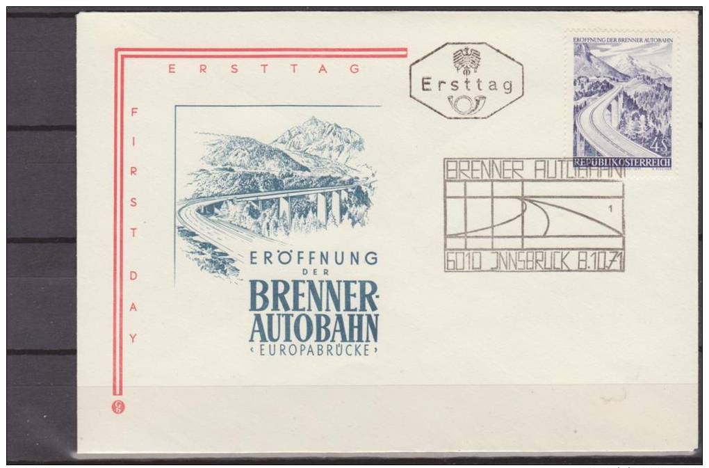 Osterreich, Austria, 1971, Europe, Brenner Autobahn, Highway, FDC - Andere (Aarde)