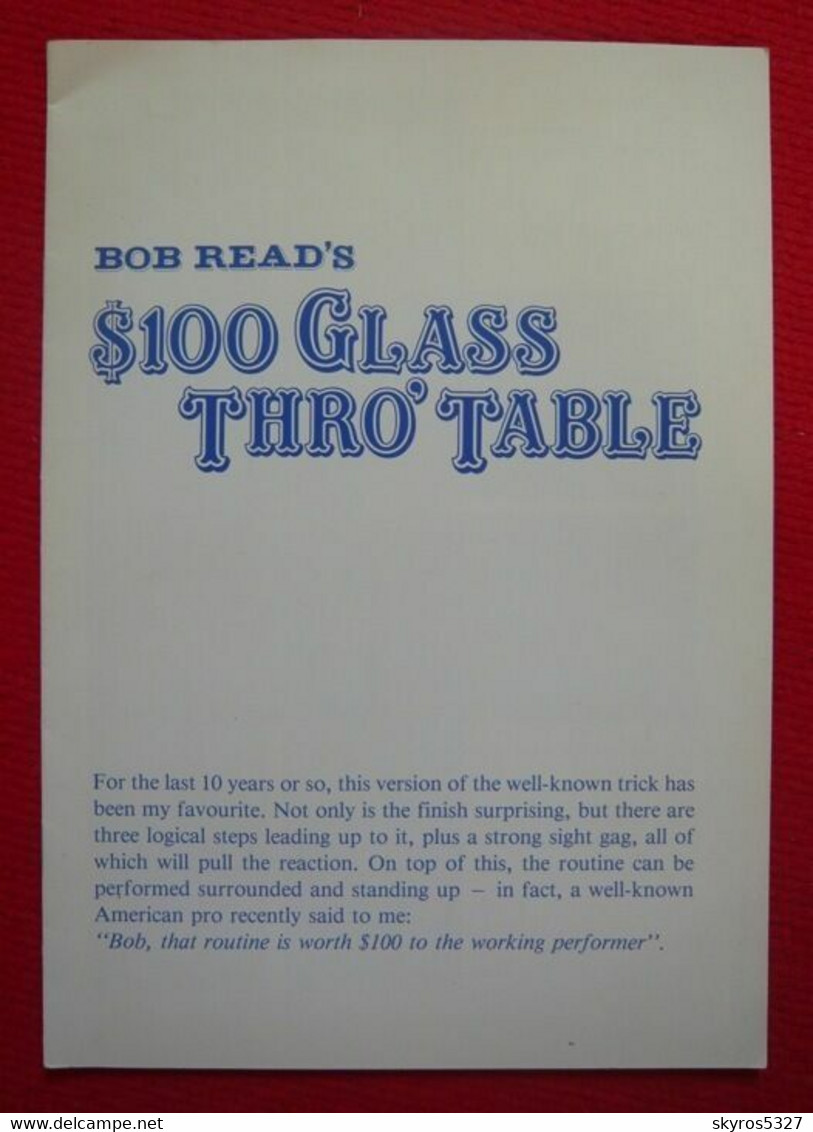 Bob Read's $100 Glass Thro' Table - Other & Unclassified