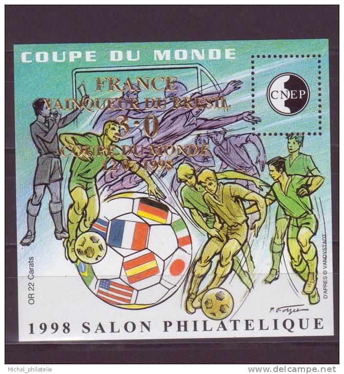 France - Bloc CNEP 1998 - N° 27 ** - Surchargé Or - COUPE DU MONDE Salon Philatelie De Lyon - CNEP