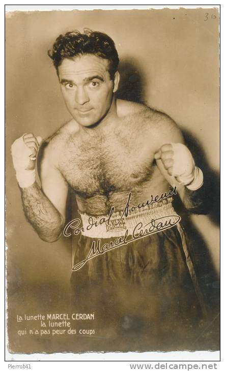 SPORTS - BOXE - Carte  Dédicacée De MARCEL CERDAN - Pugilato