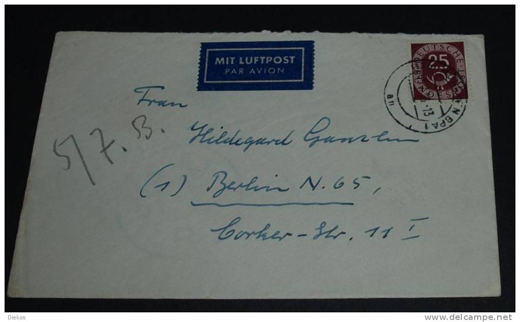 Brief  Luftpost  Posthorn   25  Pfg.     #cover1782 - Briefe U. Dokumente