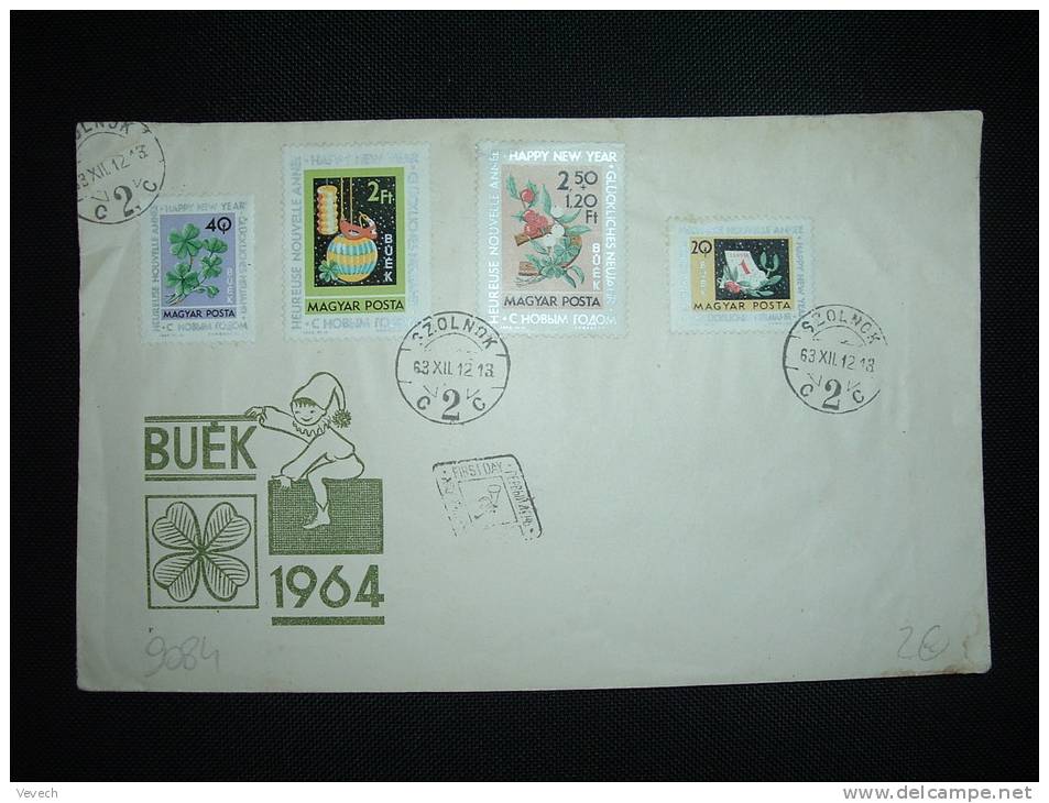 LETTRE 4 X TP HAPPY NEW YEAR HEUREUSE NOUVELLE ANNEE OBL. 63 XII 12 SZOLNOK - Covers & Documents