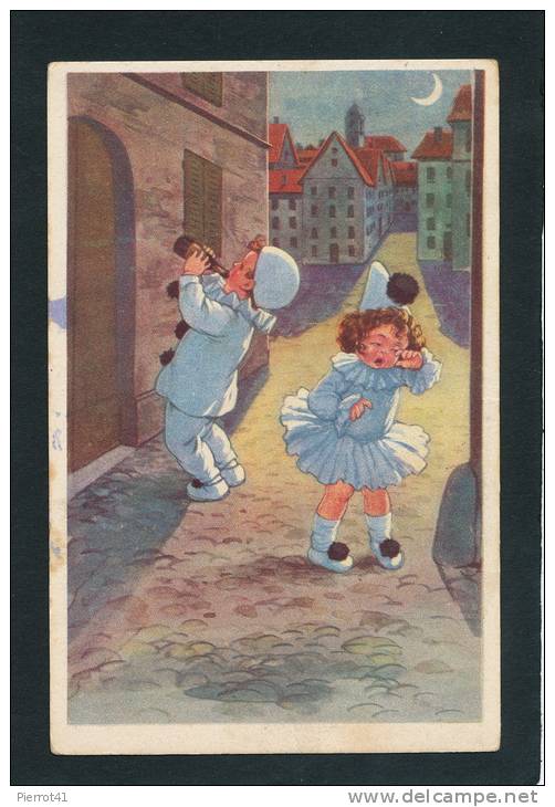 ENFANTS - Jolie Carte Fantaisie Enfants Pierrot Et Colombine - Illustrateur Corbella ? (non Signée) - Corbella, T.