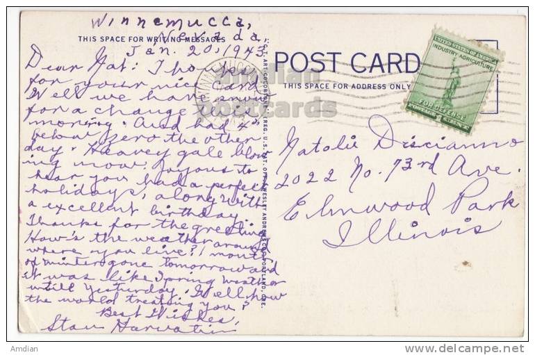 COWBOY PRAYER POEM By W. MEACHAM - CATTLE HERD -MOOSE- 1940s LINEN POSTCARD~ POETRY [c3583] - Other & Unclassified