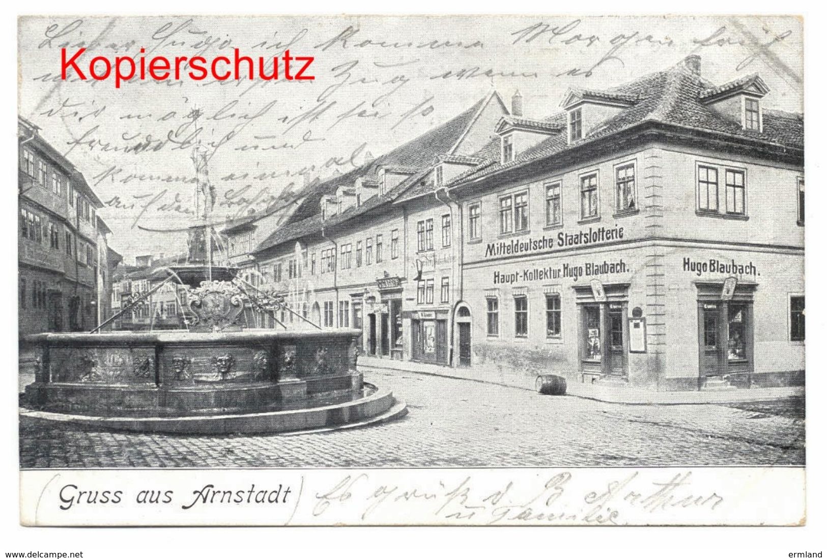 Arnstadt 1905, Mitteldeutsche Staatslotterie Haupt-Kollektur Hugo Blaubach - Arnstadt