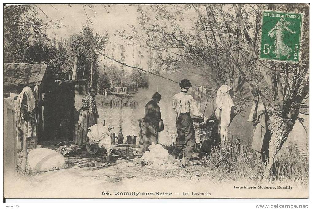 Cpa, Romilly-sur-Seine (Aube), Les Laveuses, Très Bien Animée - Romilly-sur-Seine