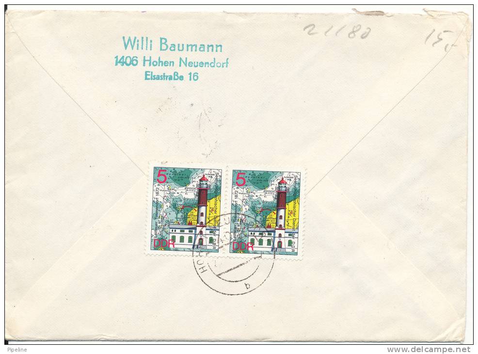 Germany DDR Registered Cover Sent To Denmark MAP Onthe 2 Stamps On The Backside Of The Cover - Lettres & Documents