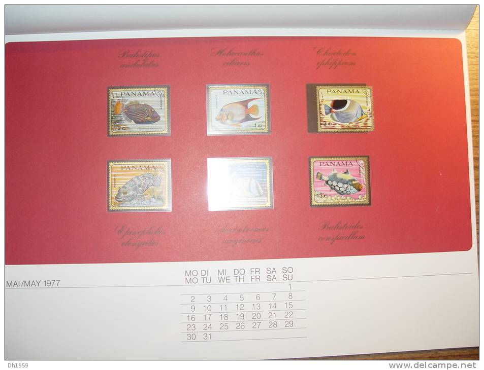 CALENDRIER AVEC TIMBRES POISSON FISH  ... wundervolle Welt der Fische ... Kalender 1977 ...