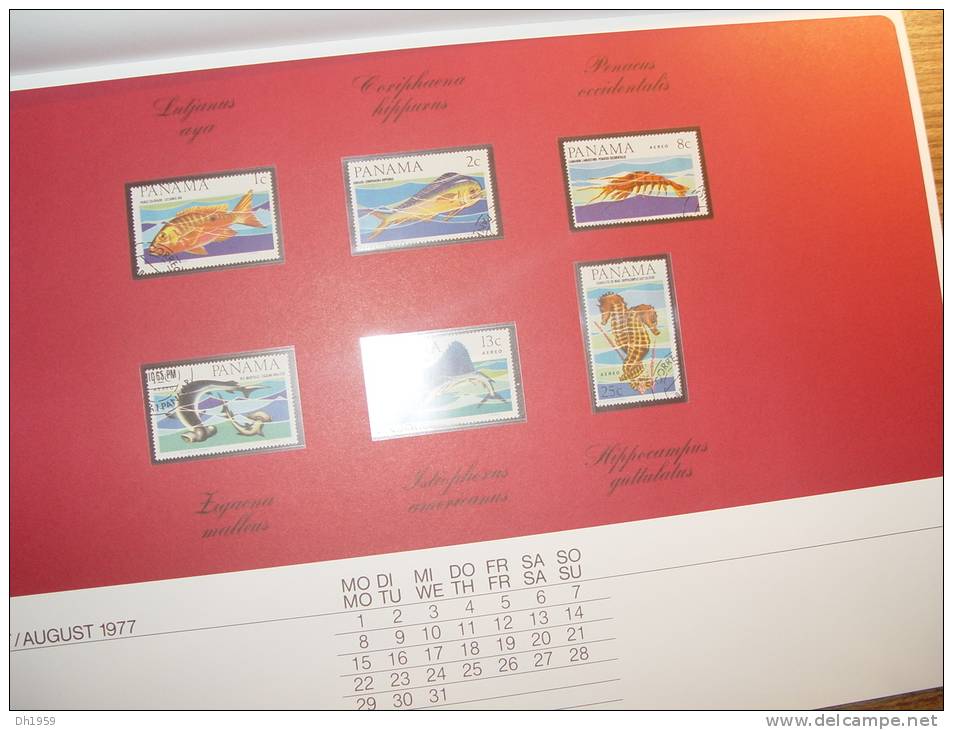 CALENDRIER AVEC TIMBRES POISSON FISH  ... wundervolle Welt der Fische ... Kalender 1977 ...