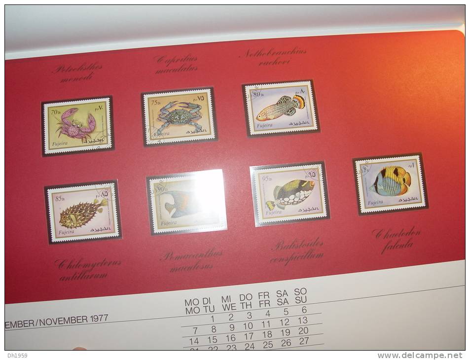 CALENDRIER AVEC TIMBRES POISSON FISH  ... wundervolle Welt der Fische ... Kalender 1977 ...