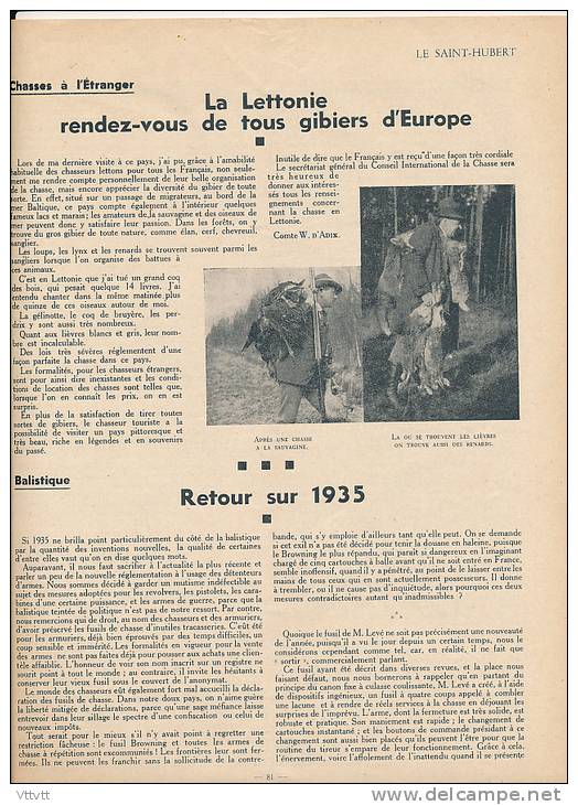 CHASSE "LE SAINT-HUBERT", N° 3 (1936) : Tadorne, Sarcelles, Canard, Lettonie, Rambouillet, Cerf, Rhinoceros, Chien... - Chasse/Pêche