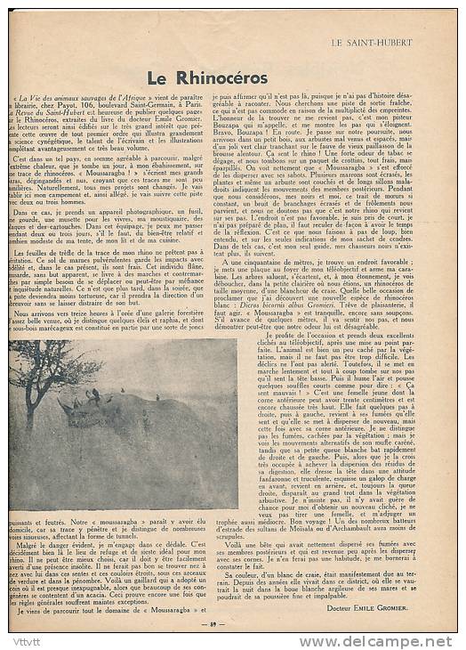 CHASSE "LE SAINT-HUBERT", n° 3 (1936) : Tadorne, Sarcelles, Canard, Lettonie, Rambouillet, Cerf, Rhinoceros, Chien...