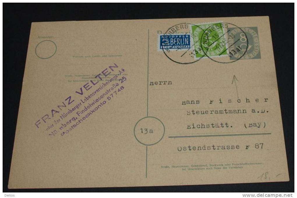 Postkarte  Posthorn  Nürnberg  2  8 Pfg.    #cover1730 - Briefe U. Dokumente