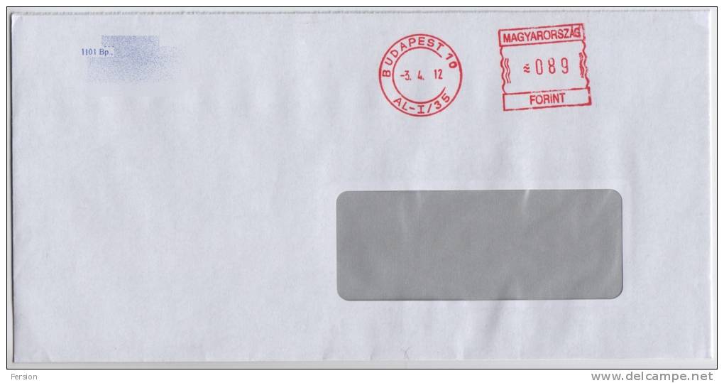 2012 - Hungary - Francotyp Label - Budapest - Envelope / Letter - Postmark Collection