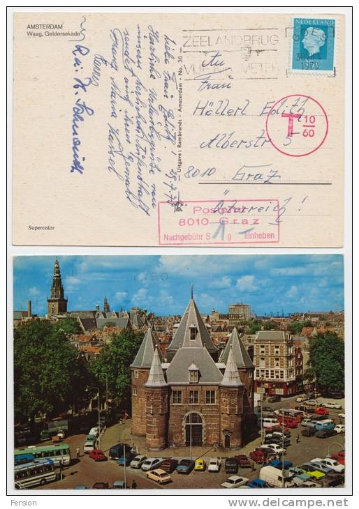 1975 - Netherlands - GOES - Postcard - PORTO DUE - To GRAZ - Waag Amsterdam - Brieven En Documenten