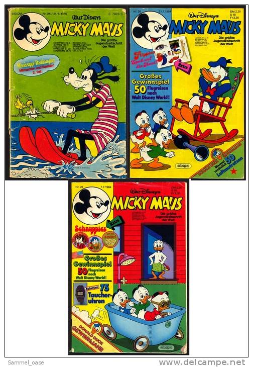 3 X Micky Maus Comic  -  Nr.25 Von 1975  -  Nr. 28 Und Nr. 30 Von 1984 - Micky Maus