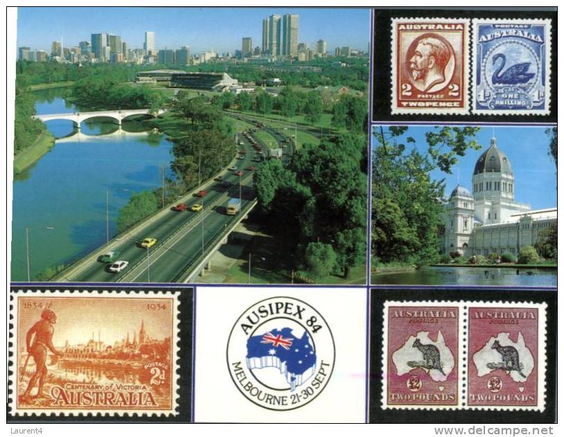 (500) Melbourne AUSIPEX Special Postcard - 1984 - River & City - Melbourne