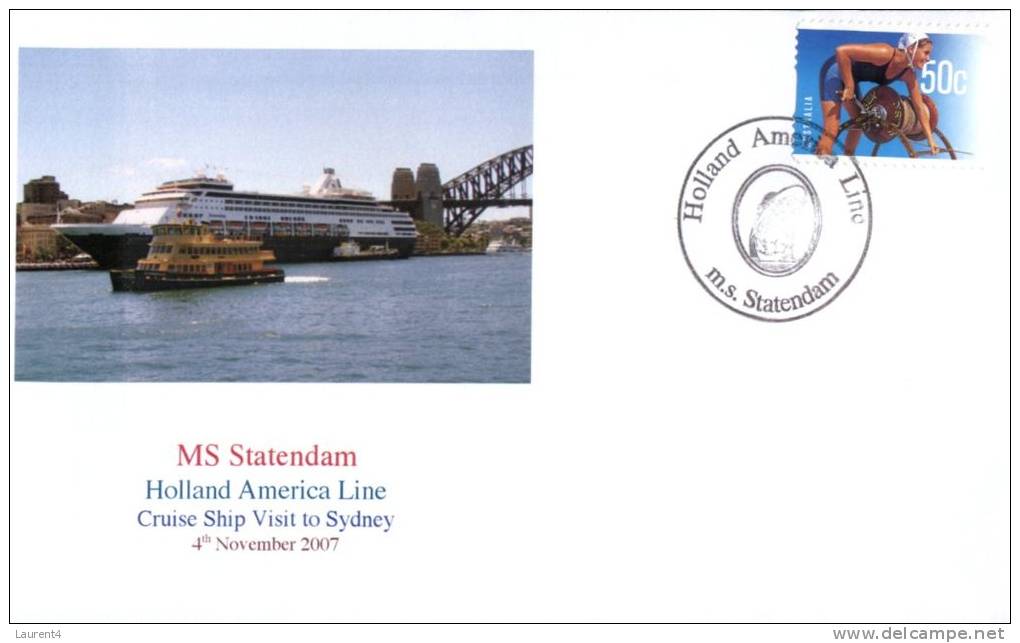 (600) Cruise Ship Cover - Visit To Australia - MS Statendam - Bateaux