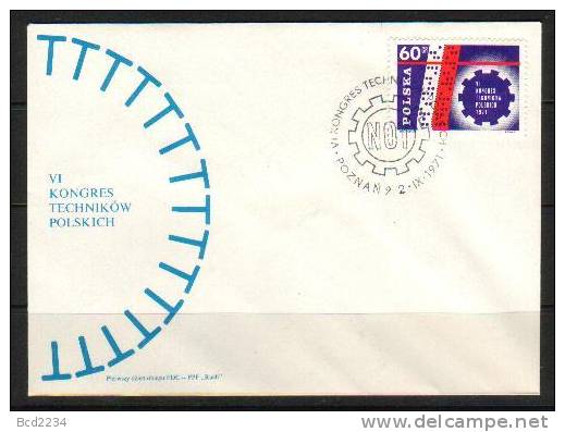 POLAND FDC 1971 6TH CONGRESS OF POLISH TECHNICIANS NOT Science Computer Print Out Tape - FDC