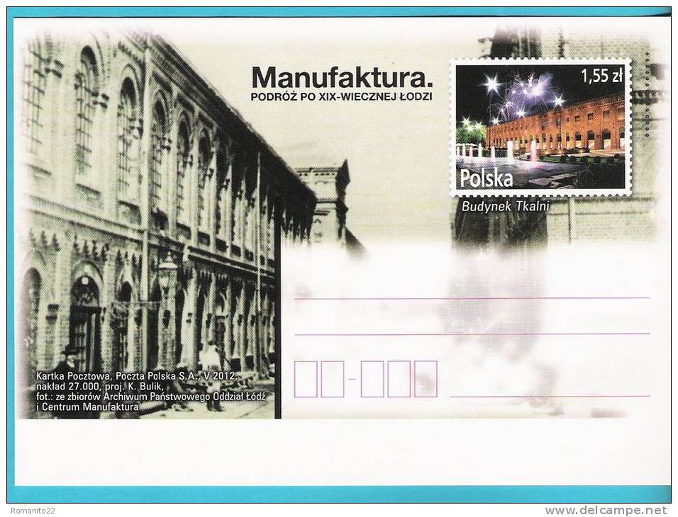 Poland 2012,entire,postcard,  Textile Manufacture (3), Photography Photo Photographie - Fotografie