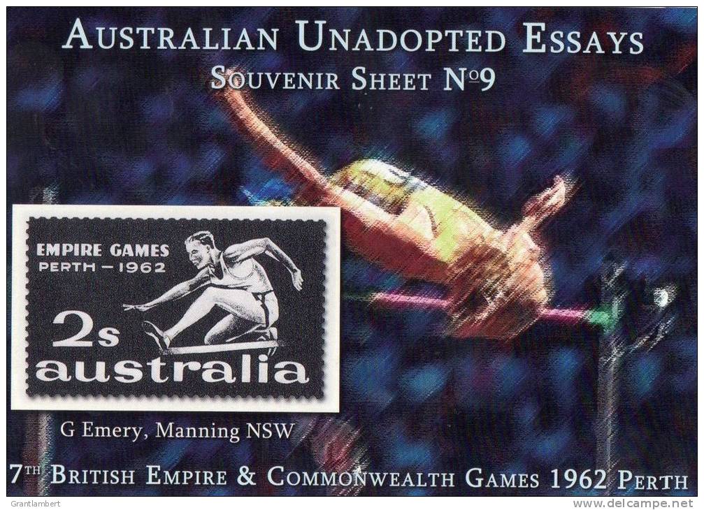 Australia Unadopted Essays Souvenir Sheet No 9 - Commonwealth Games Perth 1962 Hurdles MNH (Cinderella) - Cinderelas