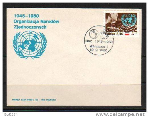 POLAND FDC 1980 35TH ANNIVERSARY OF THE UN UNITED NATIONS ONZ  UNO Polen Pologne - FDC