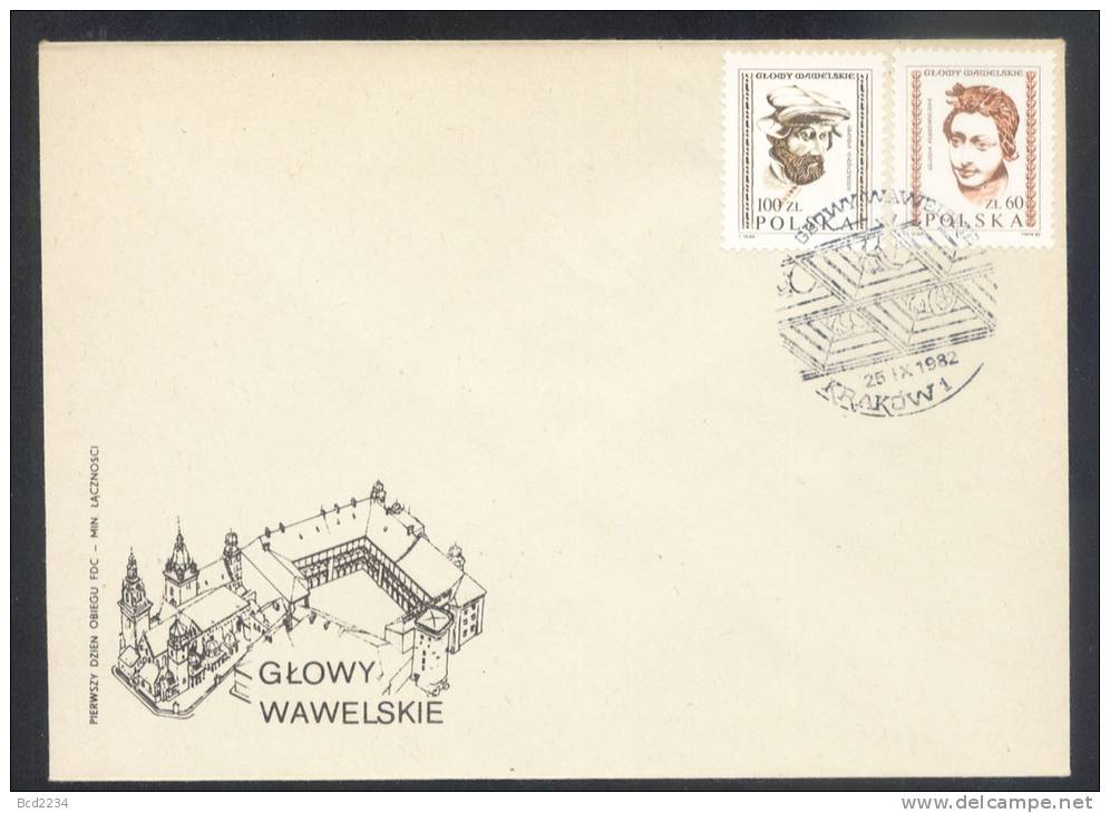 POLAND FDC 1982 HEADS IN KRAKOW WAWEL CASTLE SERIES 1 UNESCO World Heritage Site Art Sculpture Wooden Carvings - FDC