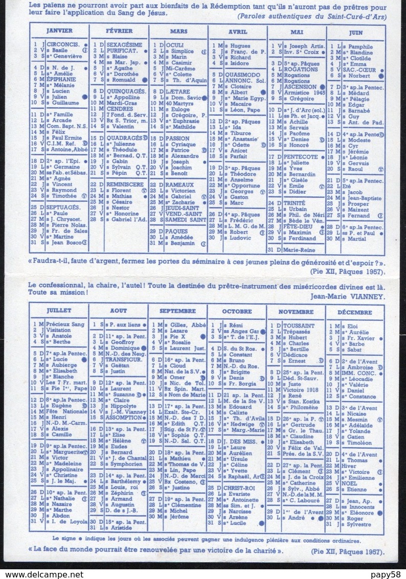Calendriers > Petit Format : 1991-00 Calendrier 1959 L Oeuvre Pontificale De Saint Pierre L Apotre - Tamaño Pequeño : 1991-00