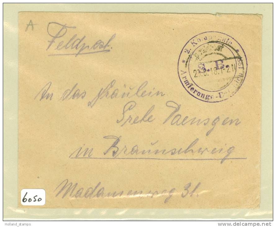 BRIEFOMSLAG  MILITAIR * FELDPOST * VELDPOST Uit 1918  Naar BRAUNSWEIG (6050) - Oorlog 1914-18