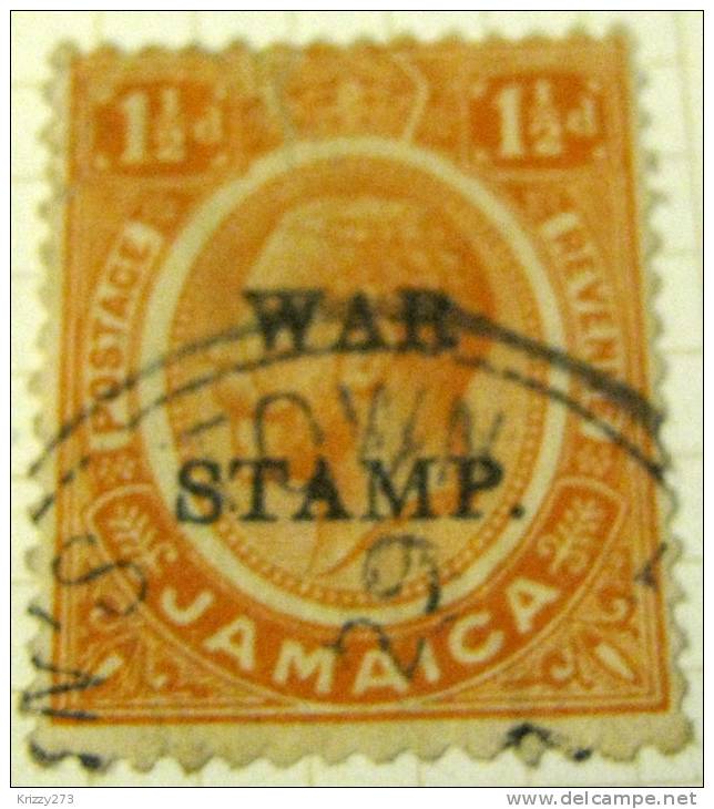 Jamaica 1917 King George V Overprinted War Stamp 1.5d -used - Jamaica (...-1961)