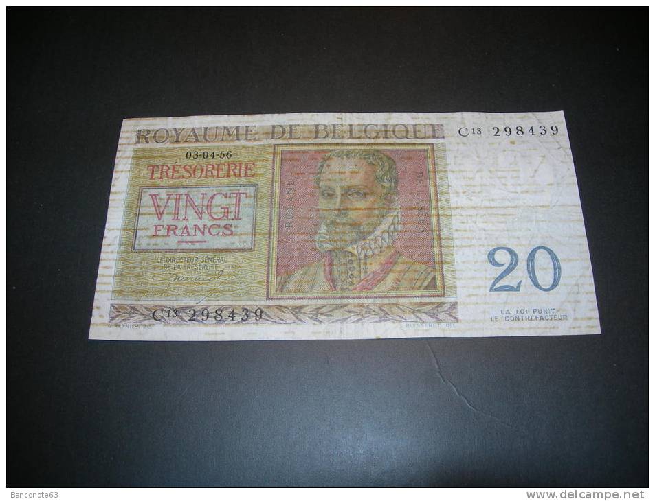 Belgio.  20 Francs   1956. - 20 Francos