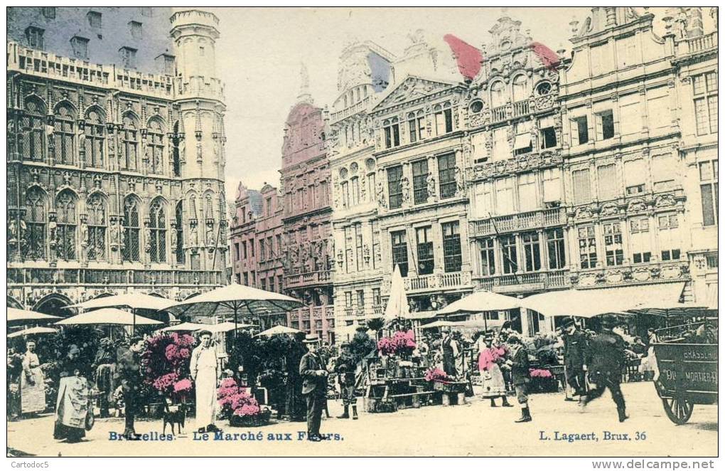 Bruxelles   Le Marché Aux Fleurs   Cpa - Bruselas La Noche