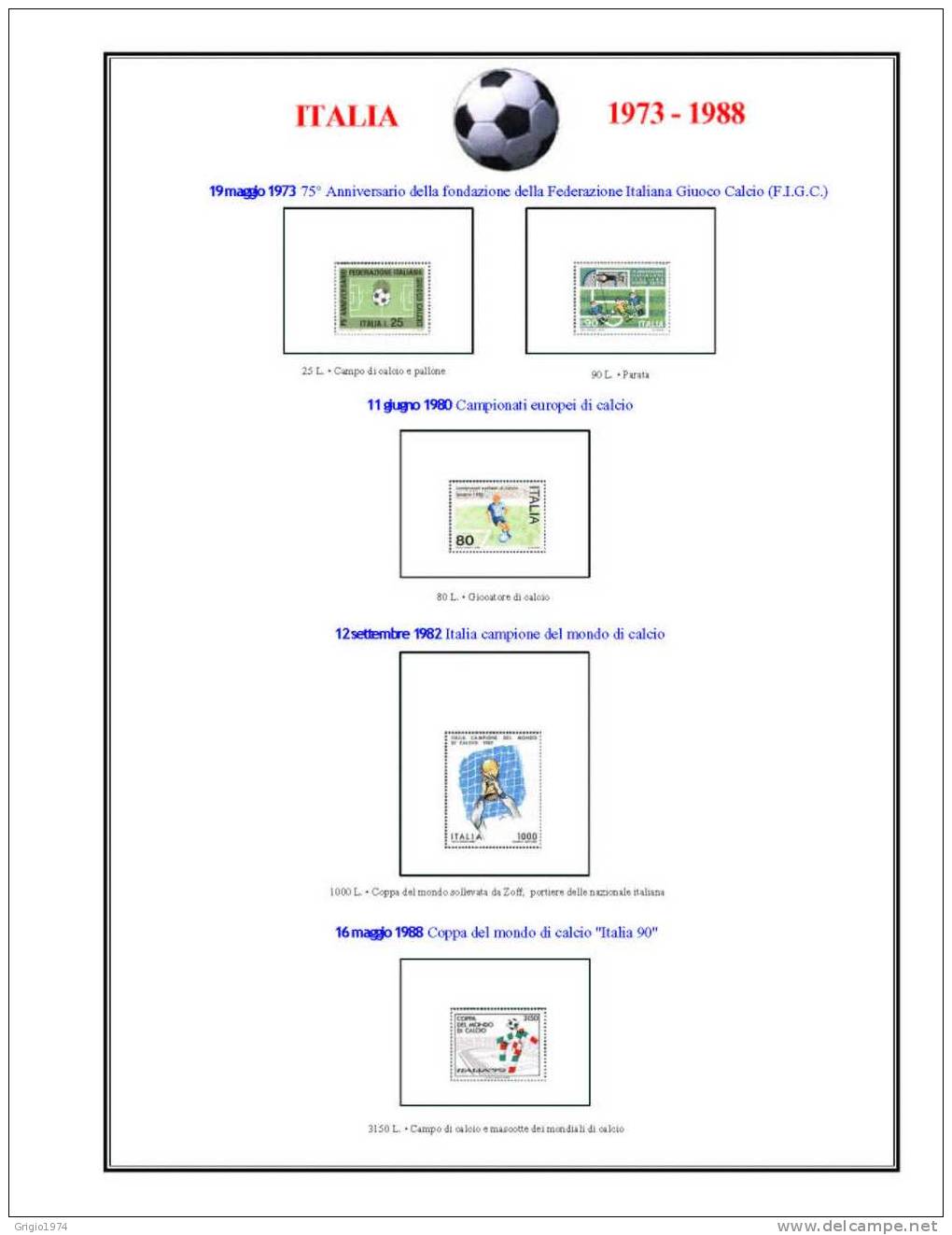 ALBUM TEMATICO IN PDF SUI FRANCOBOLLI EMESSI SUL CALCIO IN ITALIA - Collections (with Albums)