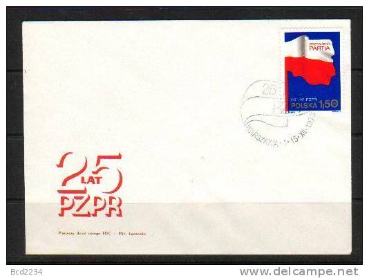 POLAND FDC 1973 25TH ANNIVERSARY OF POLISH PZPR PARTY Communism Communists Socialism Socialists Map Flags - FDC