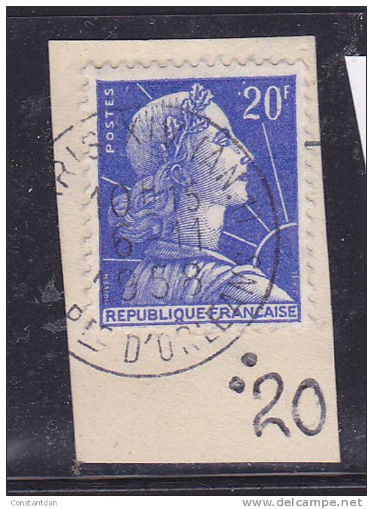 FRANCE N° 1011B 20F  BLEU  TYPE MULLER  DEUX POINTS AVANT 20F OBL - Used Stamps
