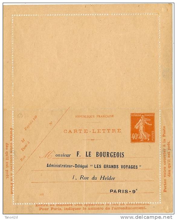 REF LACHSEM - CL SEMEUSE CAMEE 40c (II) DATE 619 REP. "F. LE BOURGEOIS" NEUVE - Cartoline-lettere