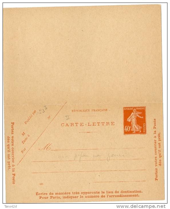 REF LACHSEM - CL SEMEUSE CAMEE 40c (II) DATE 620 NON PERFOREE NON GOMMEE - Cartoline-lettere