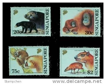 1993 Singapore Wild Mammal Animal Stamps Bear Deer Loris Monkey Orangutan - Bären