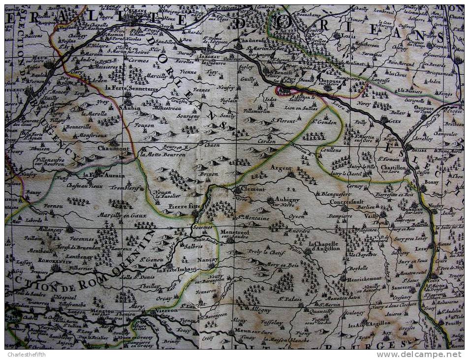 SUPERBE GRANDE CARTE  Par SANSON (Paris 1693 )- GOUVERNEMENT D´ORLEANS ET LA GENERALITE DIVISEE EN SES ELECTIONS - Geographical Maps