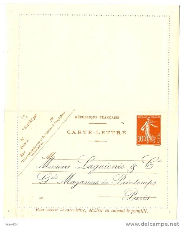 REF LACHSEM - CL SEMEUSE CAMEE 10c  DATE 216 REP. "LAGUIONIE" - Cartoline-lettere