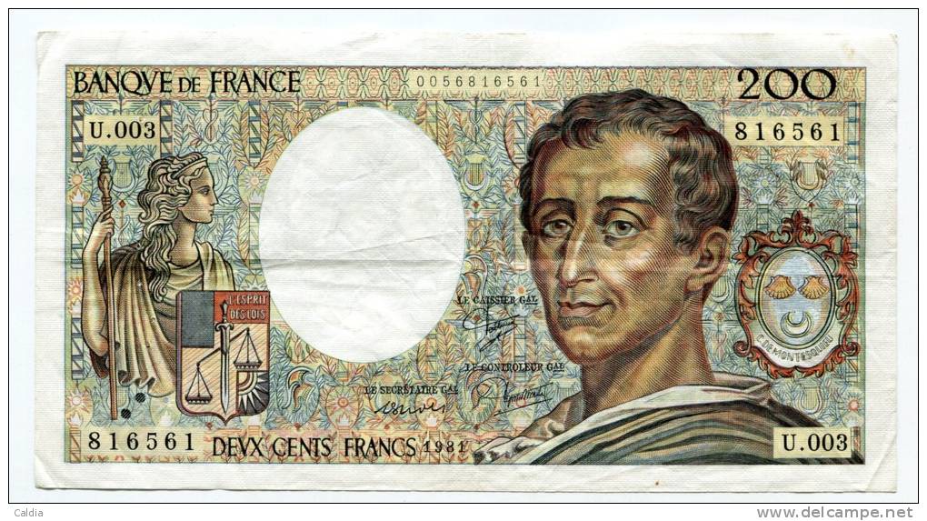 P France 200 Francs "" MONTESQUIEU "" 1981 # 6 - 200 F 1981-1994 ''Montesquieu''