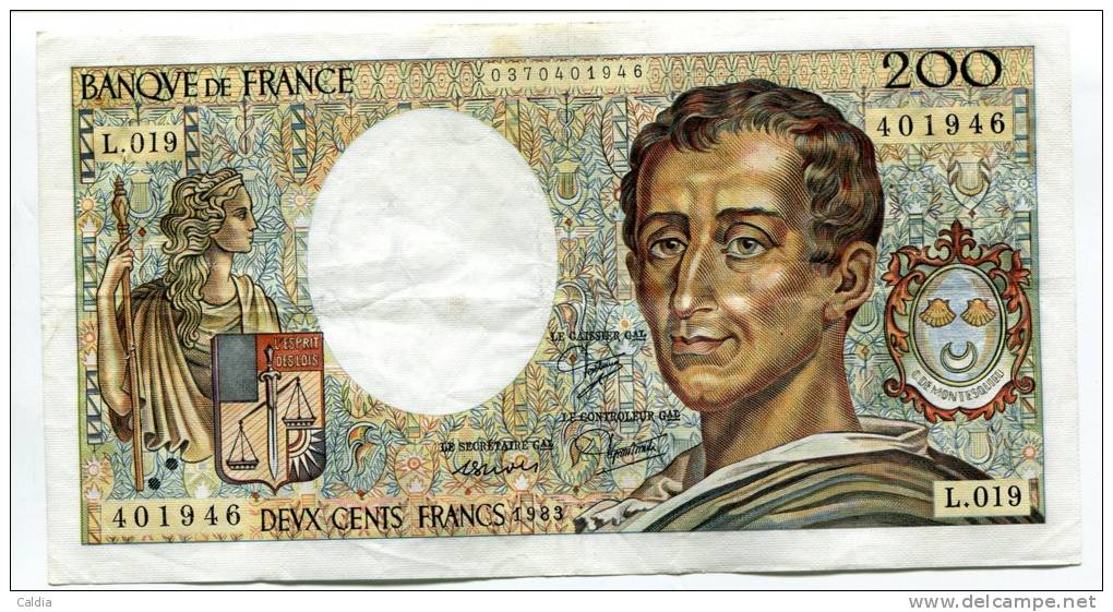 P France 200 Francs "" MONTESQUIEU "" 1983 # 2 - 200 F 1981-1994 ''Montesquieu''