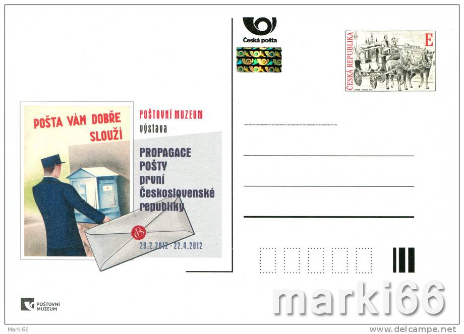 Czech Republic - 2012 - Exhibition In Prague Postal Museum - Postal Service Adverts - Official Postcard With Hologram - Postcards