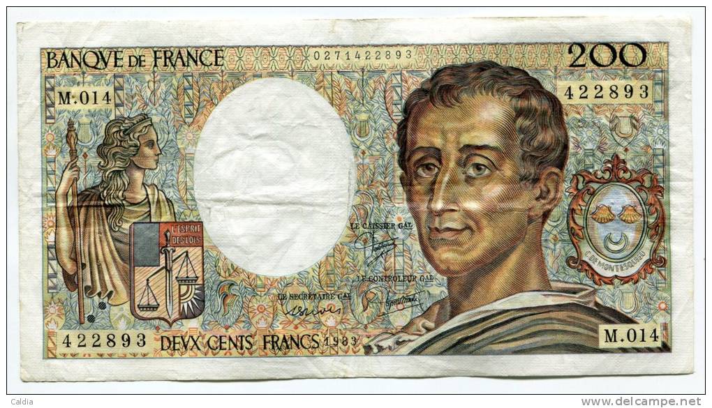 P France 200 Francs "" MONTESQUIEU "" 1983 # 3 - 200 F 1981-1994 ''Montesquieu''