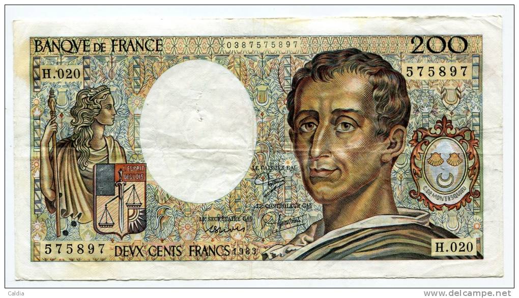 P France 200 Francs "" MONTESQUIEU "" 1983 # 4 - 200 F 1981-1994 ''Montesquieu''