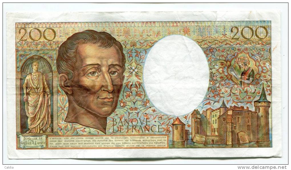 P France 200 Francs "" MONTESQUIEU "" 1984 # 6 - 200 F 1981-1994 ''Montesquieu''